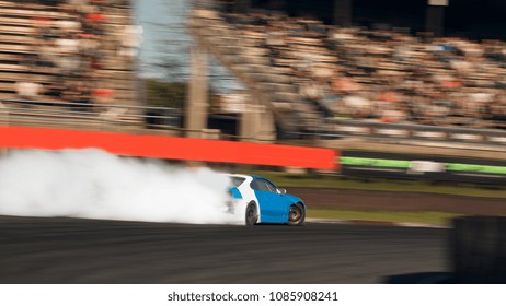 Car drift and make smoke. Car in motion