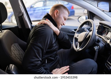 Car Driver Back Pain Injury. Bad Posture