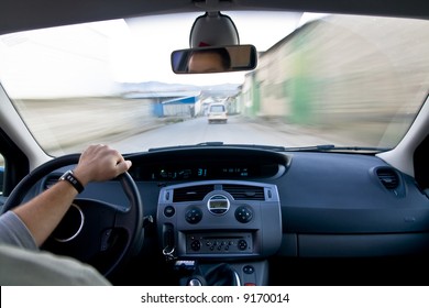 Car Driver Chasing A Van At High Speed.