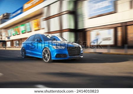 The car is driving around the city at high speed. Car wheels and tires. Car on the road outside the city. Extreme driving. High quality photo