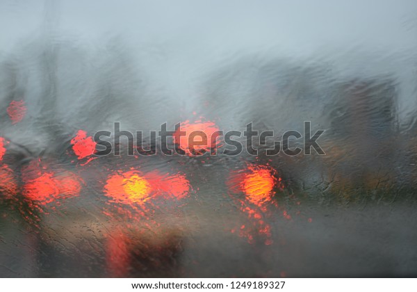 car driving in the
rain