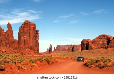 Car Driving Through Monument Valley Arizona/Utah