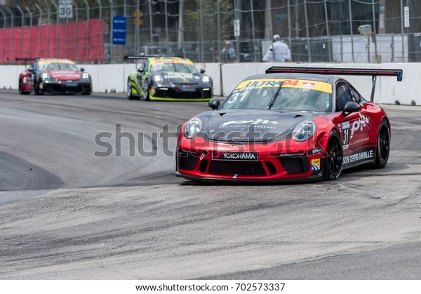 Car during\
the Porsche Ultra 94 GT3 Cup Challenge Race at Exhibition Place in\
Toronto, ON, Canada on July 16\
2017