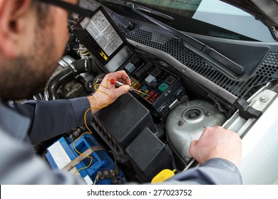 Car Electric Repair,  Repair Of Electrical Wiring In The Car. 