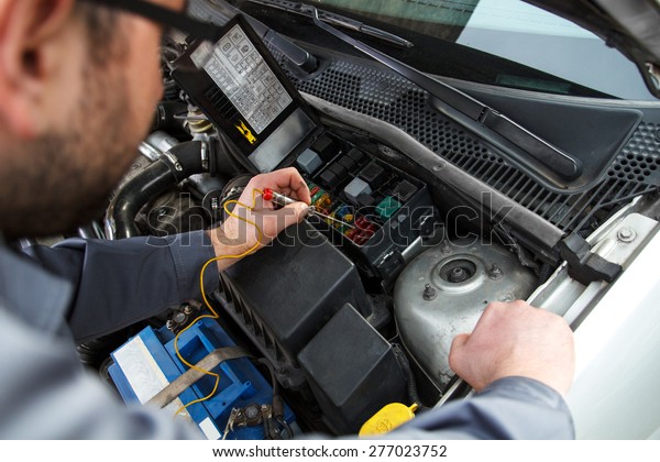 Car electric repair,  Repair of electrical wiring in the\
car. 