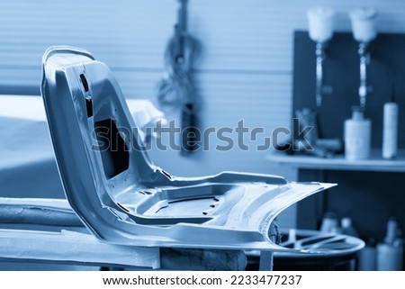 Car element body after painting. Drying parts of the automobile