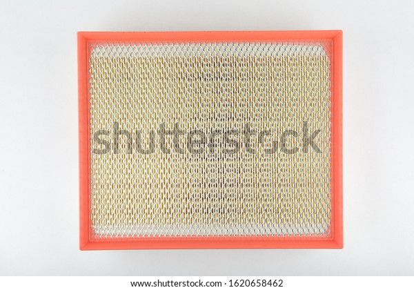 car engine air\
filter on a white\
background
