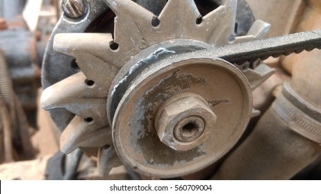 Car Engine Alternator With Serpentine Belt Parts.