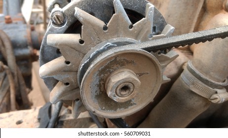 Car Engine Alternator With Serpentine Belt Parts.