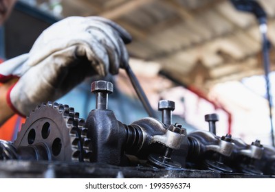 Car Engine Block Camshaft And Spring Rocker Arm Valve, Repairing And Maintenance Service Concepts