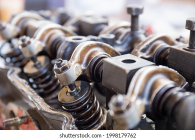 Car Engine Block Camshaft And Spring Rocker Arm Valve, Repairing And Maintenance Service Concepts