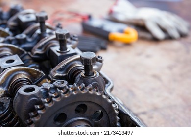 Car Engine Block Camshaft And Spring Rocker Arm Valve, Repairing And Maintenance Service Concepts