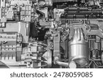 Car engine block detail. Motor industry. Automotive technology