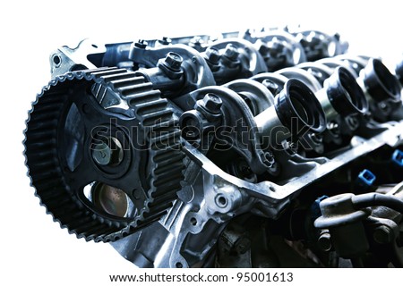 car engine inside view isolated over white