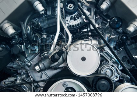 Similar – Truck Engine Motor Components In Car Service Inspection