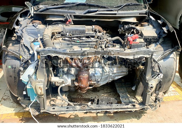 car engine repair in garage\
