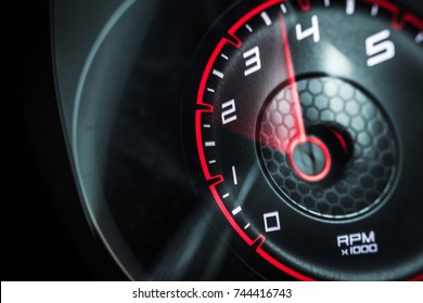 Car Engine Revolutions Per Minute Display Instrument. Powerful Vehicle Concept.