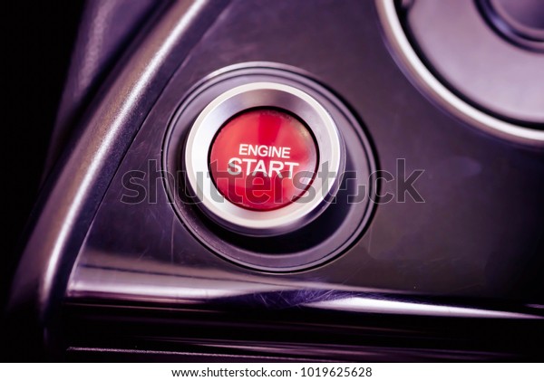 Car engine start
button, selective focus