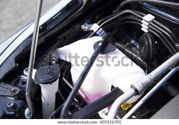 Car engine windshield\
washer fluid cap 