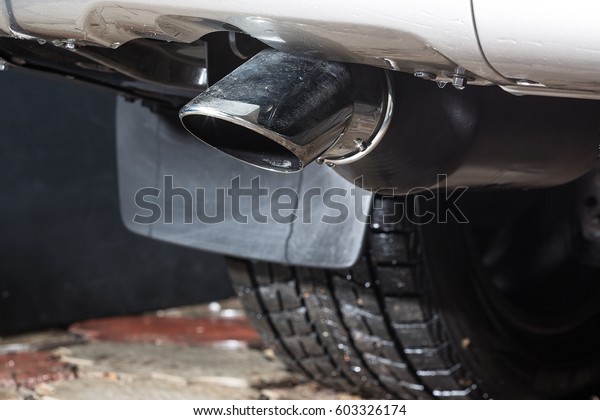 Car exhaust.\
Auto exterior detail.Car\
silencer
