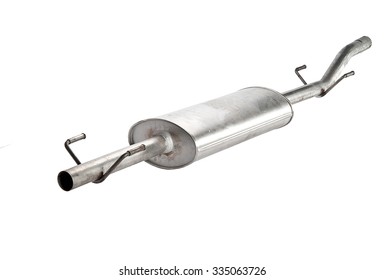 Car Exhaust Pipe With Muffler Engine Isolated On White Background