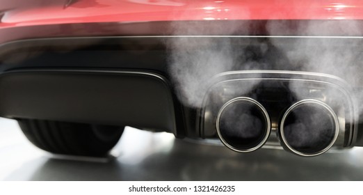 Car Exhaust Smoking Panorama Stock Photo 1321426235 | Shutterstock