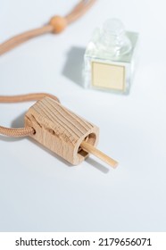 Car Fragrance With Wooden Cover Mocap. Perfume For Car Blank Without Logo