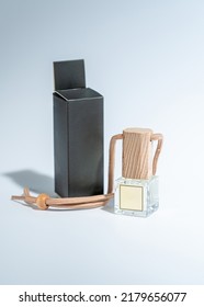 Car Fragrance With Wooden Cover Mocap. Perfume For Car Blank Without Logo