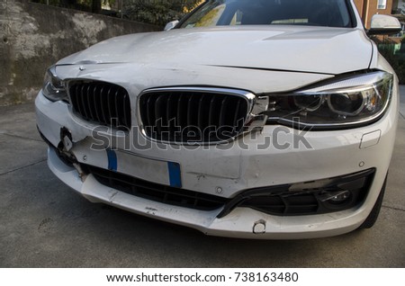 Car front after a collision