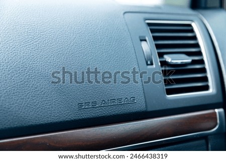 Car front panel with airbags. Car interior for creative landscape montage