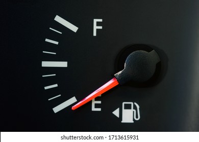 Car Fuel Gauge Showing Empty, close up - Powered by Shutterstock