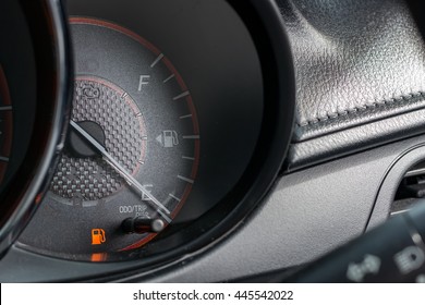 Car Fuel Gauge Showing Empty, Fuel Level