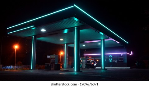 Car Gas Station Neon Light