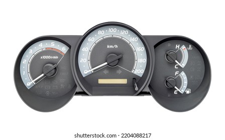 Car Gauge Have Tachometer Speedometer Water Temp And Fuel Gauge And More Warning Icon Isolated On White Background With Clipping Path