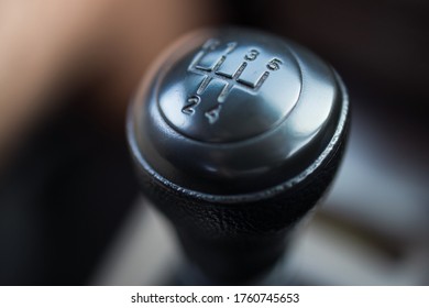 Car Gear Shift Lever, Manual Gearbox In The Car Macro Black, Manual Transmission