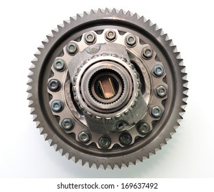 Car Gearbox Differential On White Background.