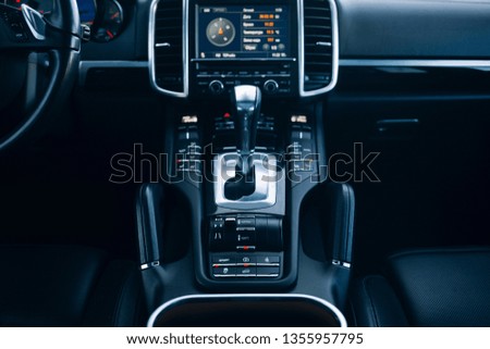 Car gearbox knob in modern suv car