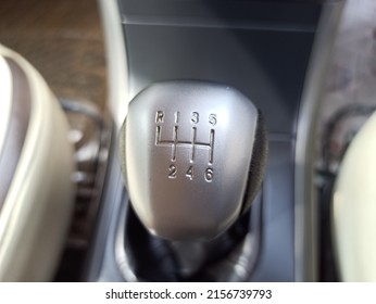 Car gearbox lever, gear change lever, manual gearbox in the car