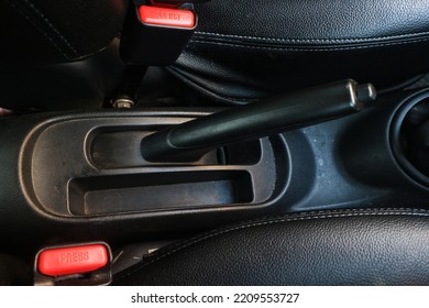 Car Hand Brake. Interior Detail.