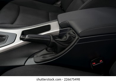 Car Hand Brake. Interior Detail.