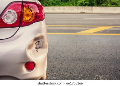 Car Has Dented Rear Bumper Damaged After Accident