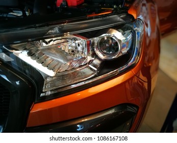 Car headlight design.Detail on one of the LED headlights of a car. - Shutterstock ID 1086167108