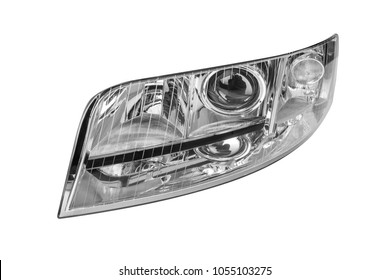 Car Headlight Isolated On A White Background.