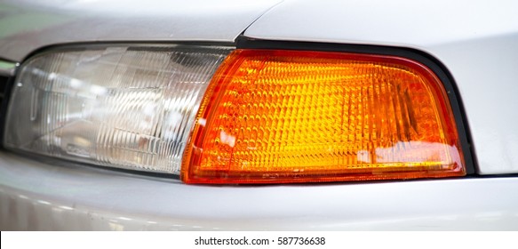 Car headlights and turn signals. 