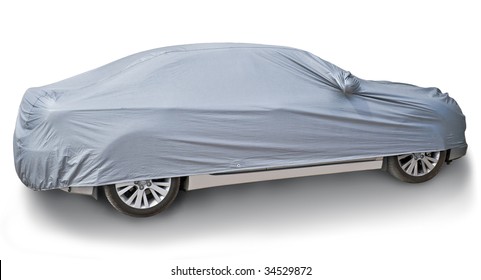 The car is hidden from a bad weather and another's sights a cover.