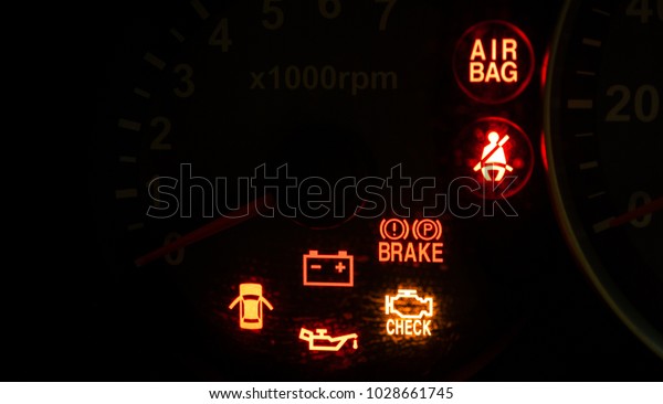 Car highlighted\
service lights and signes