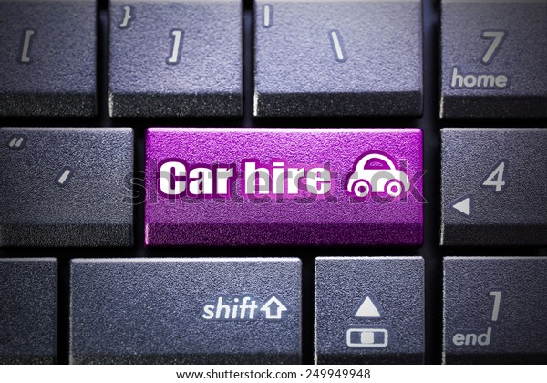 Car hire button on\
the computer keyboard 