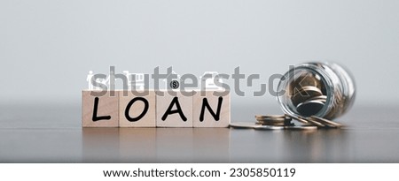 Car, house, personal money loan concept. finance business icon on wooden cube. saving money for a car. money and House. Wooden cubes with word loan. Copy space for text. Loan payment car and house.