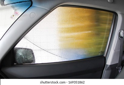 Car Inside Carwash From Interior