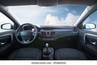 Car inside composition. Concept and idea
